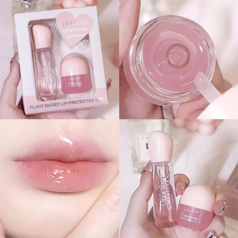Leeinto Plant Essence Lip Care Set: Moisturizing, Long-Lasting Nourishment, Gentle Formula, Lightweight Texture, Lip Gloss, L