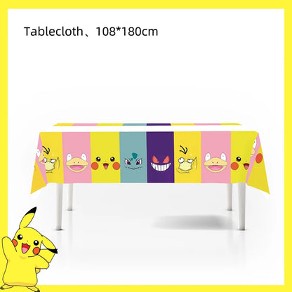 Pokemon Birthday Party Decoration Pikachu Disposable Tableware Cup Napkin Plate Tablecloth Baby Shower Cake Topper Flag Ballo