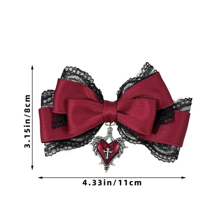 Gothic Lolita Style Hair Clip Black Ribbon Bow Fashionable Hair Clips for girls High-grade headdress