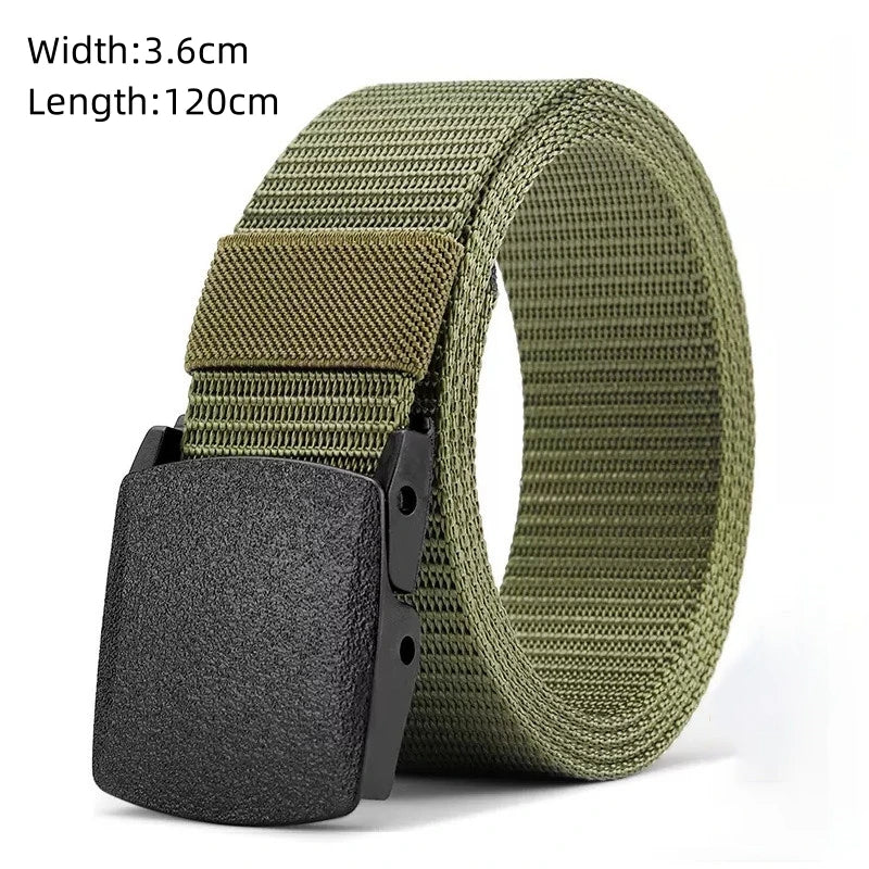 Men's Belt Outdoor Hunting Tactics Belt Multi functional Buckle Nylon Belt Marine Corps Canvas Belt - Green-YD392