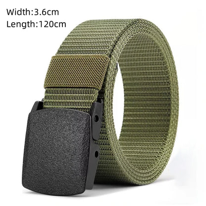 Men's Belt Outdoor Hunting Tactics Belt Multi functional Buckle Nylon Belt Marine Corps Canvas Belt - Green-YD392