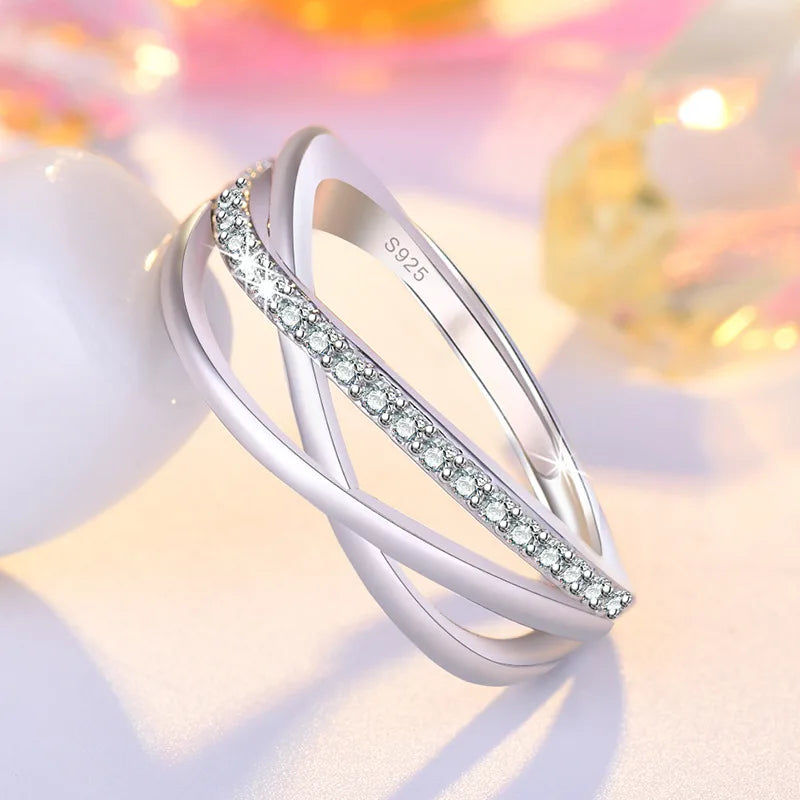 925 Sterling Silver Ring Sparkle Zircon Luxury for Women Rings Wedding Fine Jewelry Accessories Party Gift - YJ-1 J401