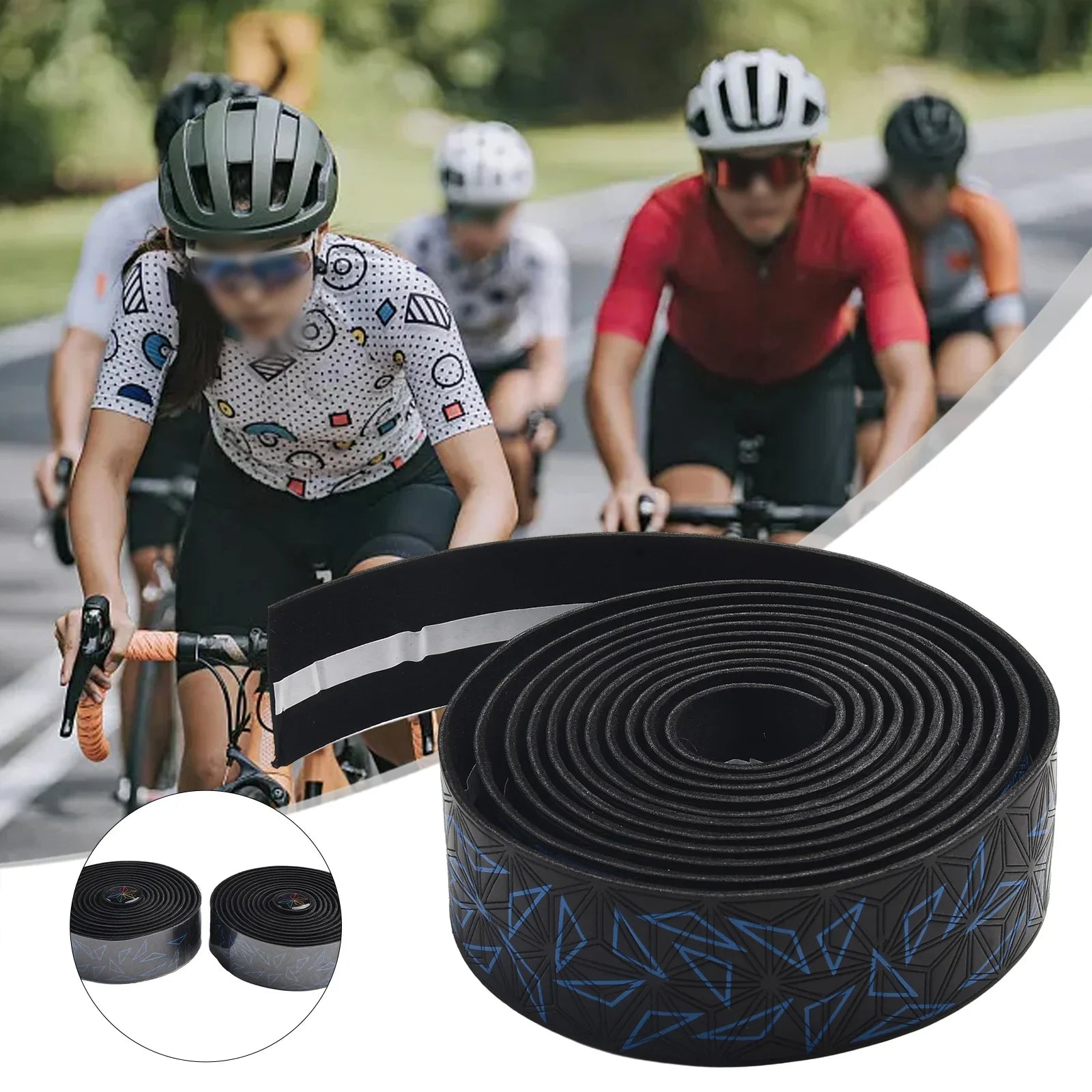 2Pcs Anti-Slip Handlebar Tape PU Road Bike Shock Absorption Handle Bar Tape With Bar End Plugs For Bicycle Racket Cycling Too