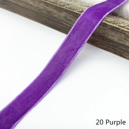 6-38mm Velvet Ribbon Wedding Party Decoration Handmade Gift Wrapping Hair Bowknot DIY Christmas #RoLi03 - 20 Purple / 15mm 5y