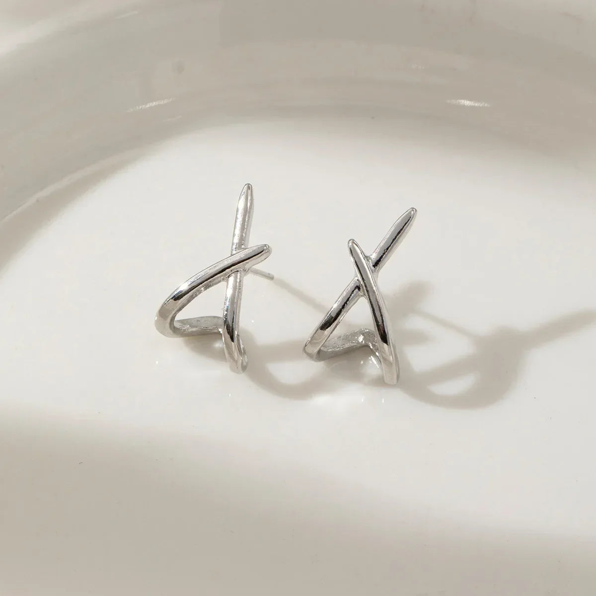 LATS Trendy Gold Color Cross Stud Earrings for Women Dainty Simple Minimalist Earring Fashion Jewelry Party Gifts