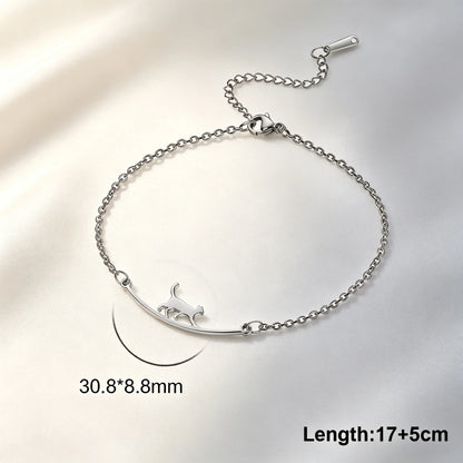 Cute Dachshund Dog Stainless Steel Bracelet for Women's Valentine's Day Commemorative Day Jewelry and Gift
