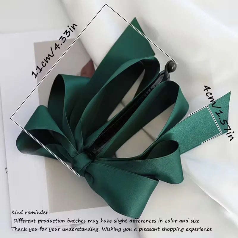 Bow tassel hair clip, high-end satin, Y2K style, hairstyle decoration and ponytail accessory, Valentine's Day gift