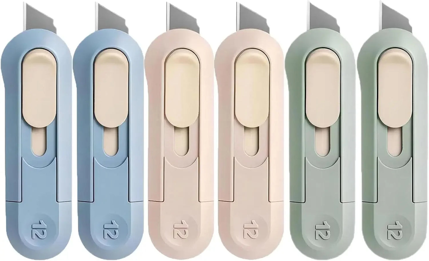 6 Boxes Portable Box Cutter, Retractable Multifunctional Cute Knife for Office, Home, Crafts, Carton, Cardboard, Paper, DIY -