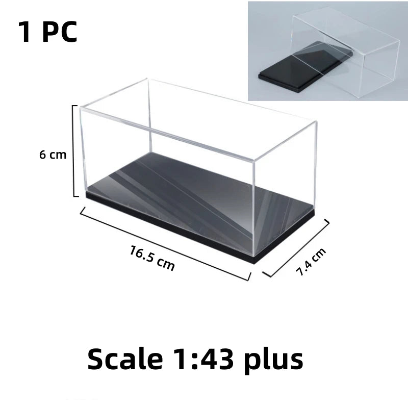 Scale 1/64 1/43 1/32 1/24 1/18 Clear Acrylic Display Box Case for Car Model Dust Cover Pre Made Box Diecast Professional Stor