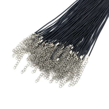10/20/30Pcs 45cm Black Leather Braided Rope Necklaces with 5cm Extender Chain with Lobster Clasp String Cord DIY Jewelry Chai