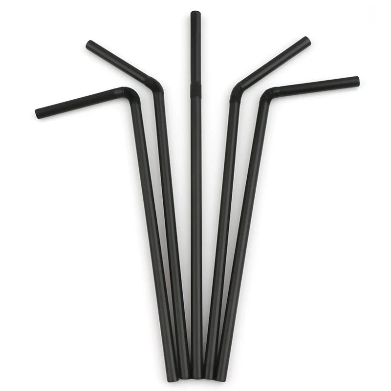 50-1000Pcs Drinking Straws Colorful & Black Rietjes Flexible Wedding Party Supplies Drinking Straws Kitchen