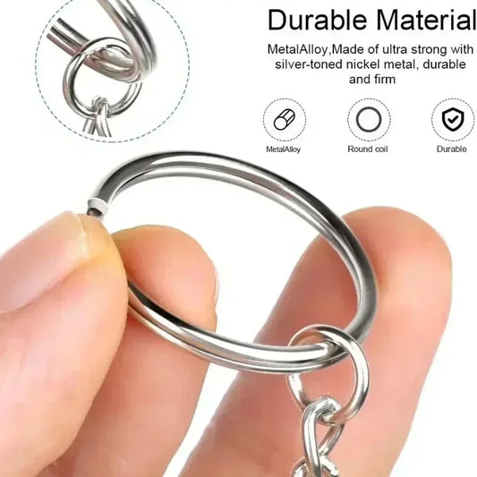 Silver Plated Metal Blank Keyring Keychain Split Ring Keyfob Key Holder Rings Women Men DIY Key Chains Key Ring Accessories