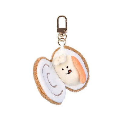 Soft seafood Keychain Lobster Simulation Fluffy abalone lobster clam oyster Keyring Kawaii Cartoon Plush Pendant Birthday Gif
