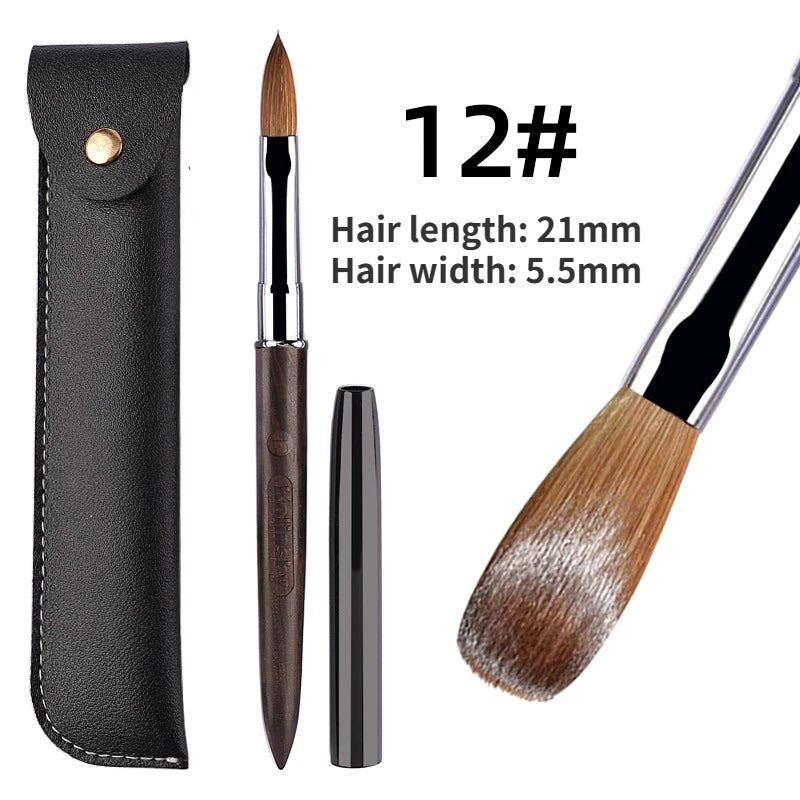 100% Kolinsky Acrylic Nail Brush Purple Sandalwood Handle Crimped UV Gel Carving Pen Brush Liquid Powder DIY Nail Drawing