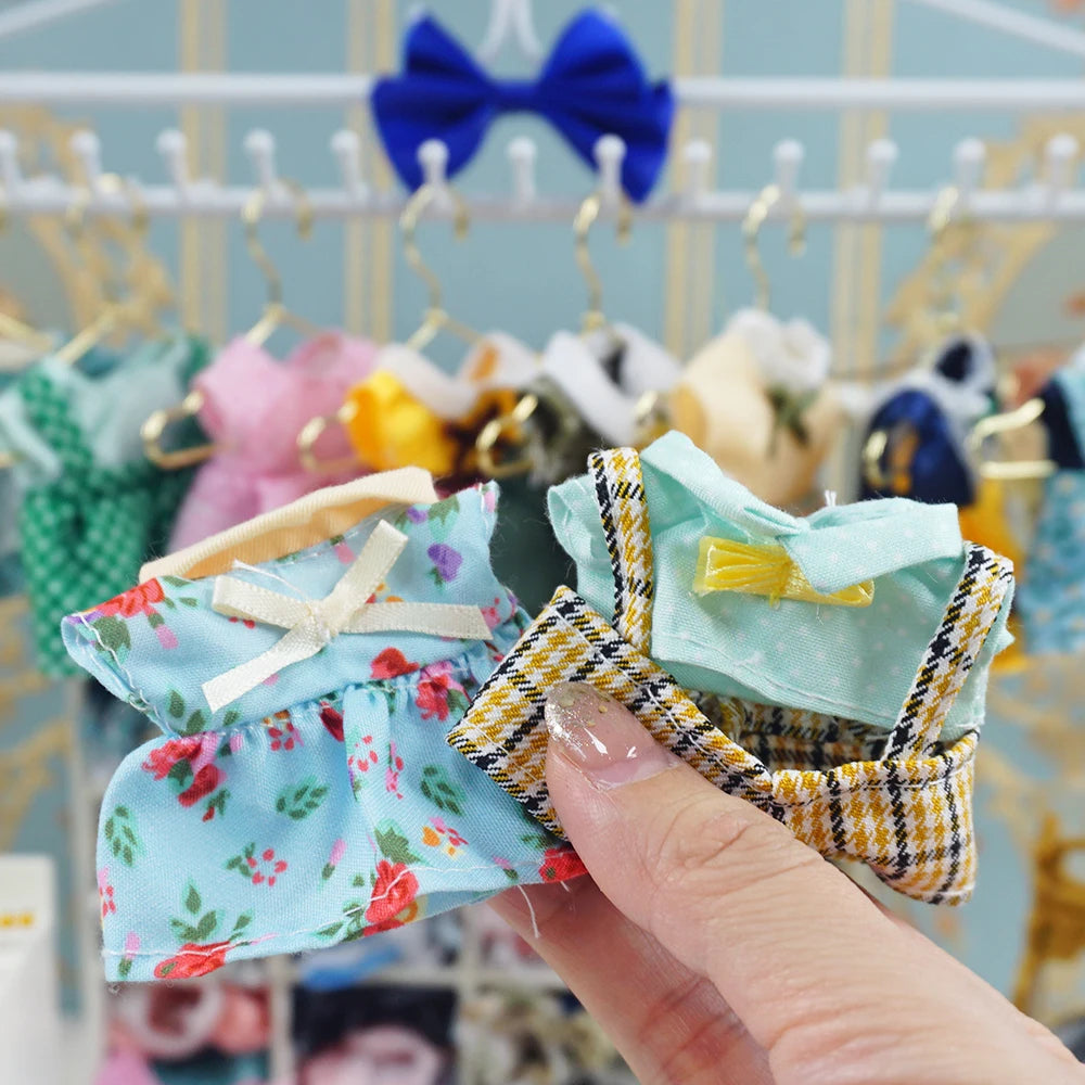 Dress Dollhouse Accessories 1:12 Forest Animal Family Clothes Fashion Daily Wear Casual Outfits Vest Shirt Skirt Pants for Do