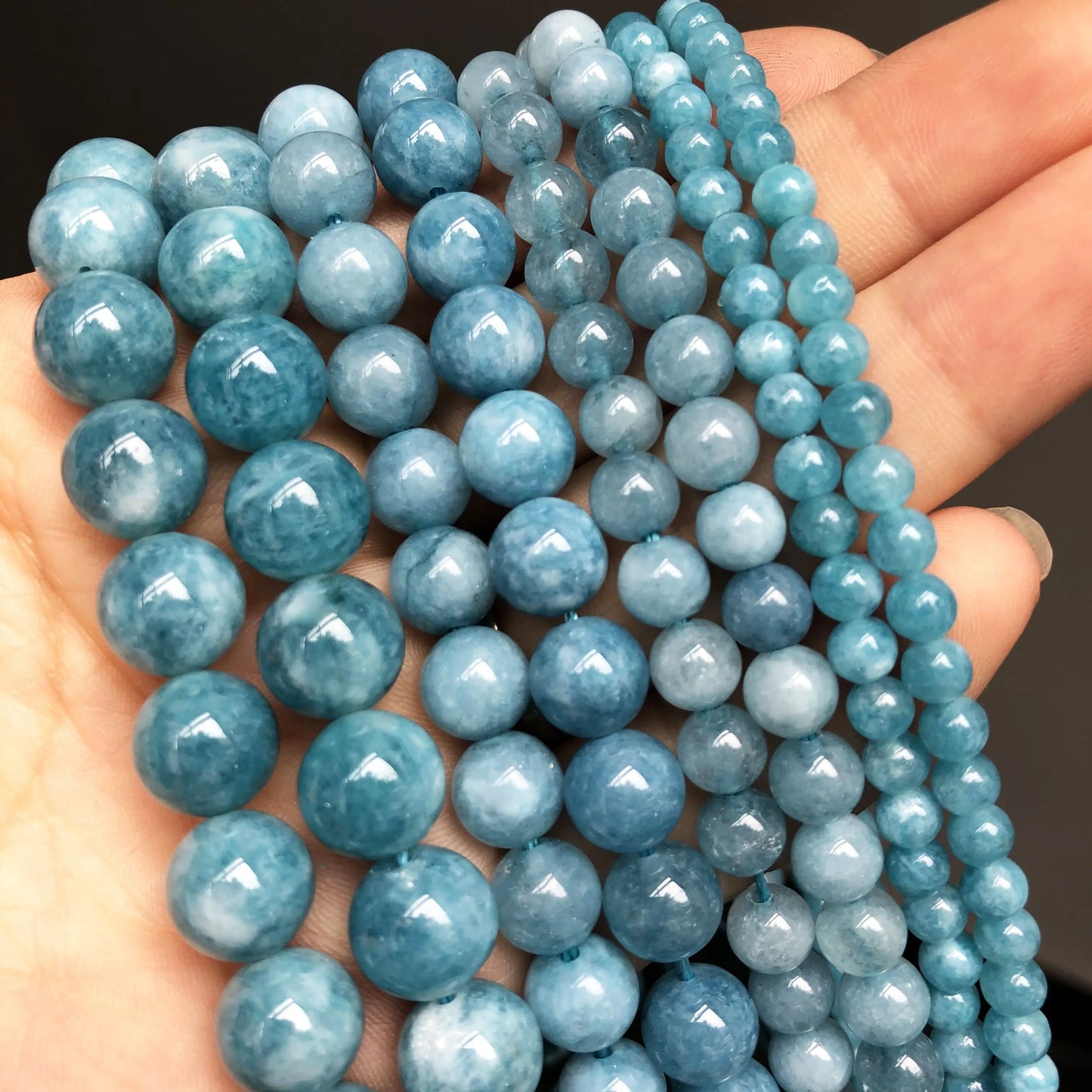 Natural Stone Dark Blue Chalcedony Jades Beads Round Loose Spacer Beads For Jewelry Making 4/6/8/10/12mm DIY Handmade Bracele