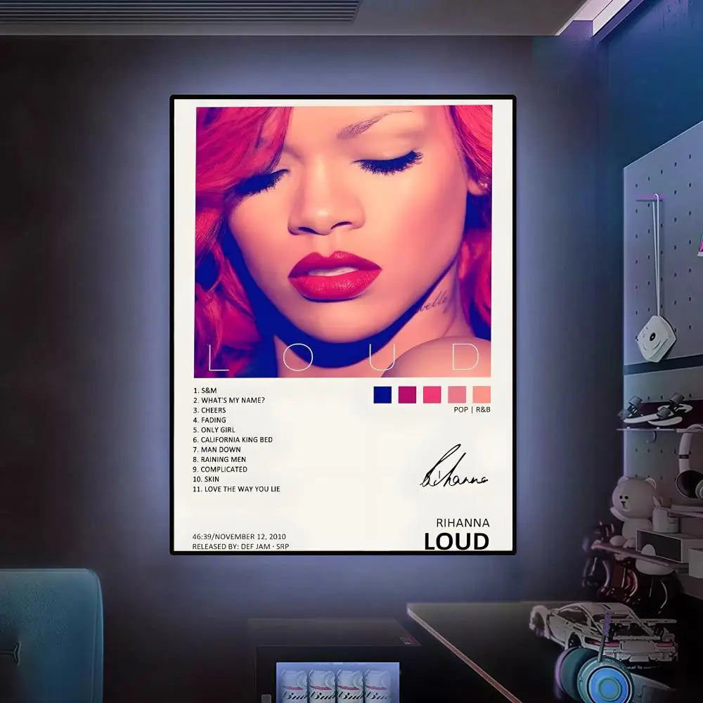 R-Rihannas Hot Singer Music Poster Versatile HD Waterproof Wall Art Self-Adhesive Decor for Any Space Ideal Gift