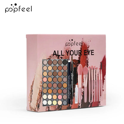 POPFEEL Eye Makeup Set 40 Color Eyeshadow Palette Eyebrow Pencil Eyeliner Pen Mascara With A Set Of Makeup Brushes Eye Cosmet