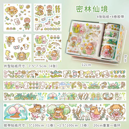 Masking Tape Set, Cute Kawaii Washi Tape, Decorative Masking Tape for Scrapbooking, DIY Crafts, Aesthetic Note Decor, Animal 