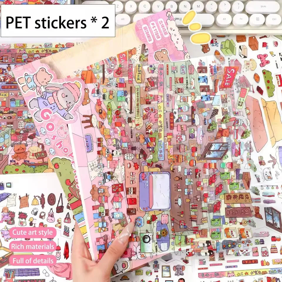 Extra-Large Vintage Grocery Store Scene Stickers Miniature Stickers for Product Storage Series 3D DIY Decorative Collage Stic