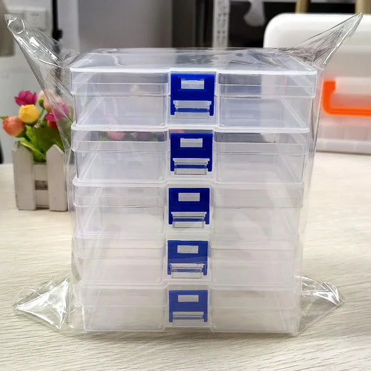 5 transparent plastic storage boxes can accommodate small items, small toys, decorations, small cards, sorted storage, not me