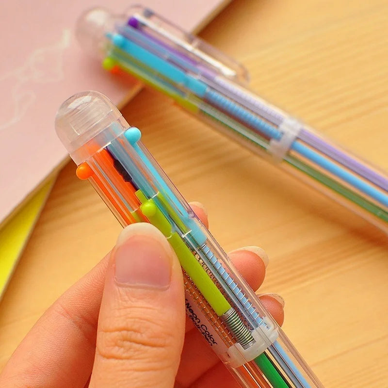10Pcs Transparent Cartoon Ballpoint Pen Creative Cute Colorful Swivel Supplies School&Office Supplies