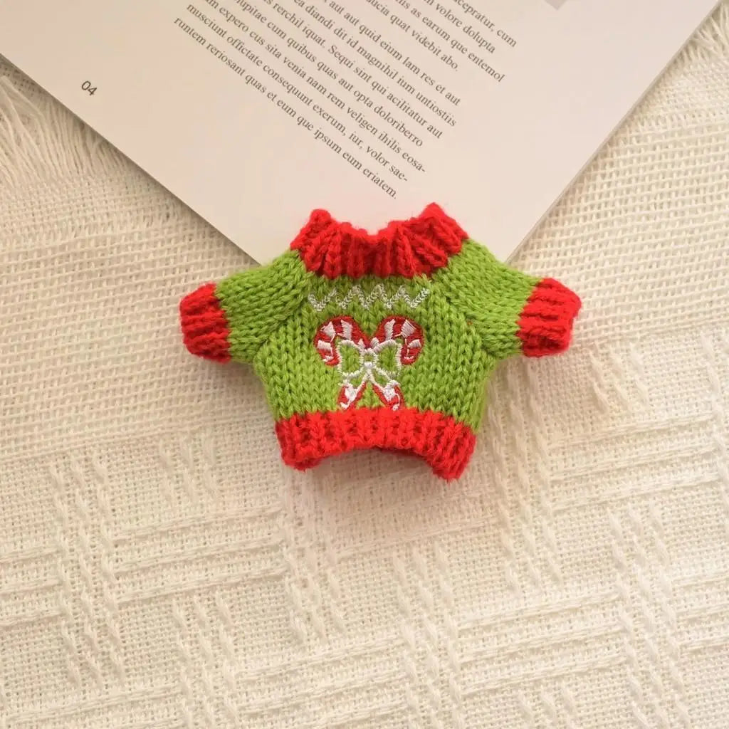 17cm Cute Mini Plush Doll'S Clothes Outfit Accessories For Korea Kpop Exo Labubu Idol Dolls Christmas Knitted Sweater Kid Gif