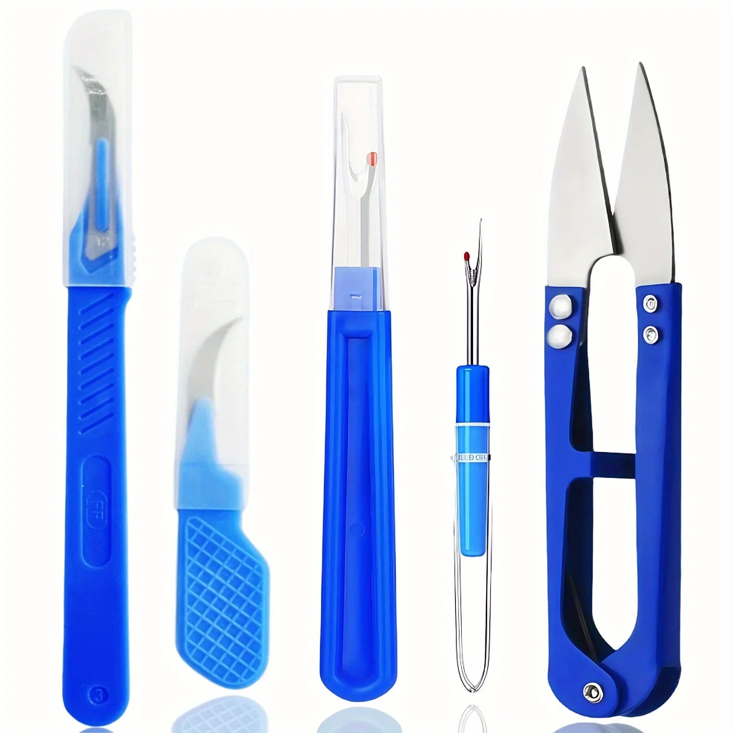 5 Pieces of Blue Sewing Tear Machine Kit, Including Thread Tear Machine, Suture Tear Machine, and Scissors for Removing Stitc
