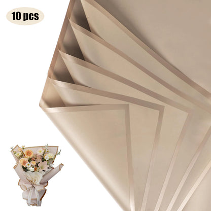 10 Sheets Flower Wrapping Paper with Golden Edges, Waterproof Bouquet Packaging - Ideal for DIY Weddings & Birthdays - 13-Gre