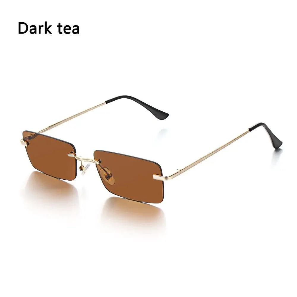 Trendy Punk Sunglasses Rimless Rectangle Sun Glasses for Men Women Fashion UV400 Driving Shades Frameless Gradient Eyewear - 