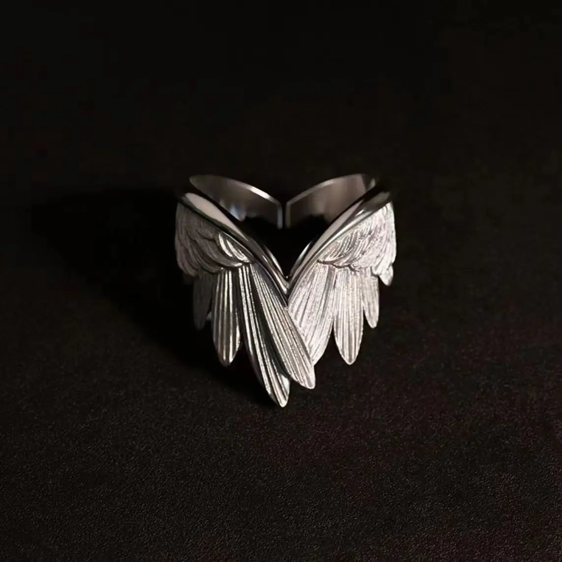 Retro Angel Demon Wings Open Ring for Women Couples Punk Gothic Adjustable Finger Jewelry Accessories Hip Hop Gifts - 991215