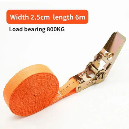 Heavy Duty Metal Buckle Tie-Down Cargo Straps for Car and Truck - Strong Ratchet Belt for Secure Luggage and Cargo Transport 