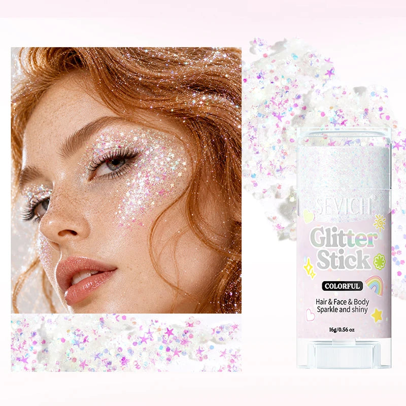 Sparkling Sequins Glitter Gel Stick Mermaid Sequin Body Glitter Gel Cosmetic Hair Glitter Festival Makeup for Christmas Party