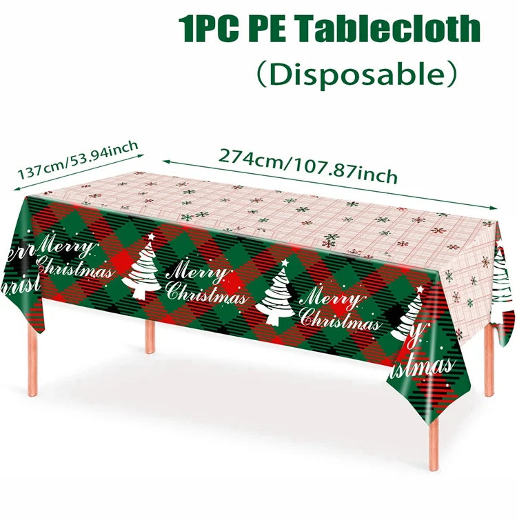 Disposable Christmas Tablecloth Merry Christmas Decors for Home 2024 Table Cover Xmas Ornament Navidad Natal New Year Gift 20