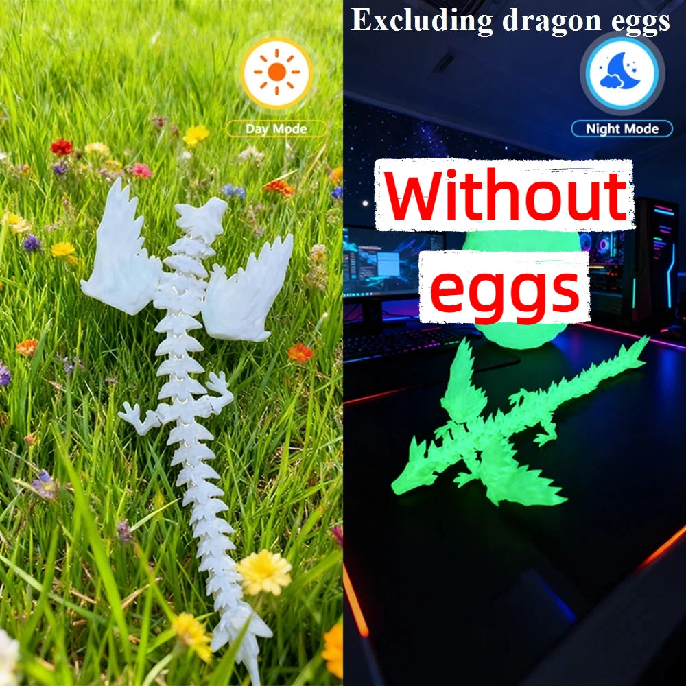 3D Printed Dragon Colorful Gem Dragon Figurines Movable Joint Rotatable Articulated Dragon Crafts Desktop Western Action Figu