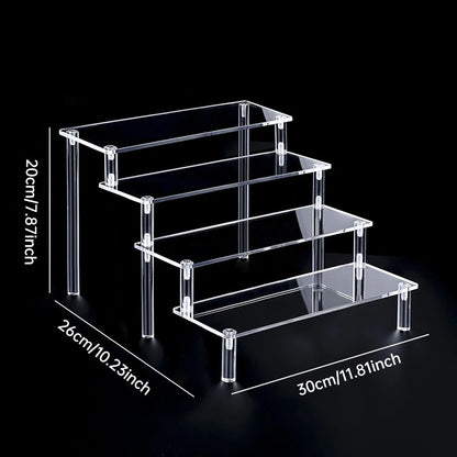1-5 Tier Acrylic Display Stand Perfume Doll Clay Figurine Blind Box Storage Rack Transparent Ladder Makeup Organization W-2 -