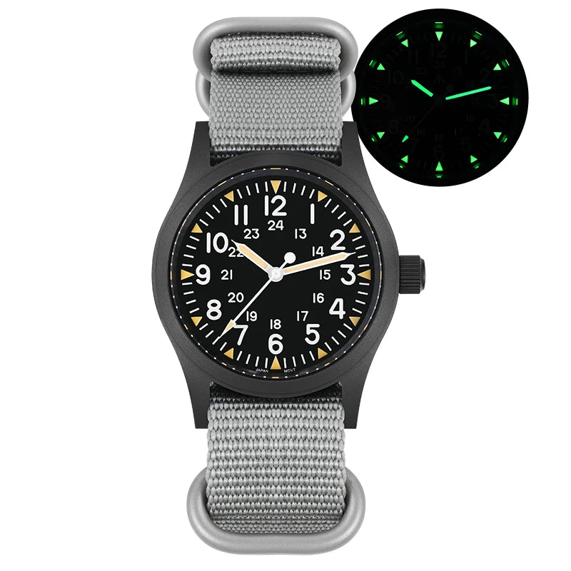 Militado ML05 Vintage Watch VH31 Sweep Second Movement Domed Sapphire Crystal With High Clear AR Coating Luminous 38mm Watche