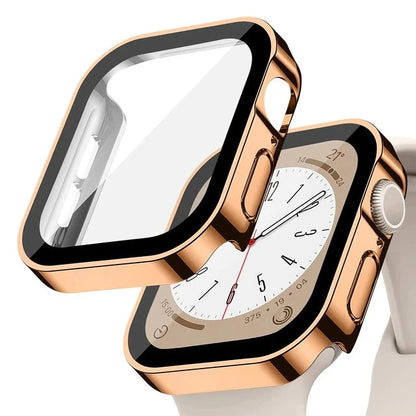 Glass+Case for Apple Watch 42 46mm 45mm 41 49 44mm 40 Mm Straight Edge Screen Protector Cover Case iWatch SE 6 7 8 9 10 11 Ul