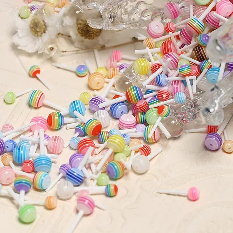 20pcs 3D Kawaii Lollipop Design Nail Art Charms Acrylic Colorful Cartoon Resin Ornament Nail Decorations Candy Accessories DI