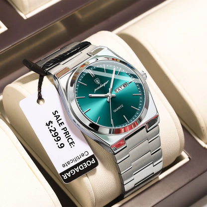 POEDAGAR Luxury Men's Watches Waterproof Luminous Date Week Men Watch Stainless Steel Casual Fashion Quartz Man Wristwatch Re