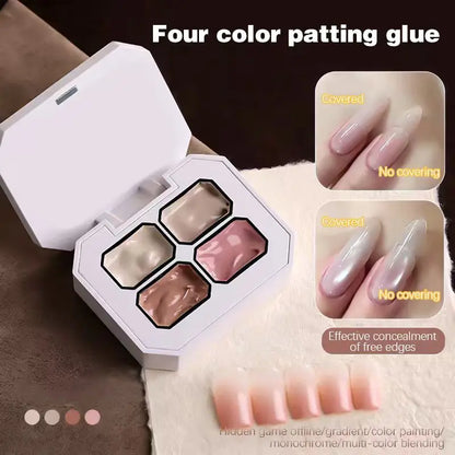 Four in One Patting Glue, Popular Nude Color Patting Glue with 4 Colors, Multifunctional for Gradient Color Printing and Powd