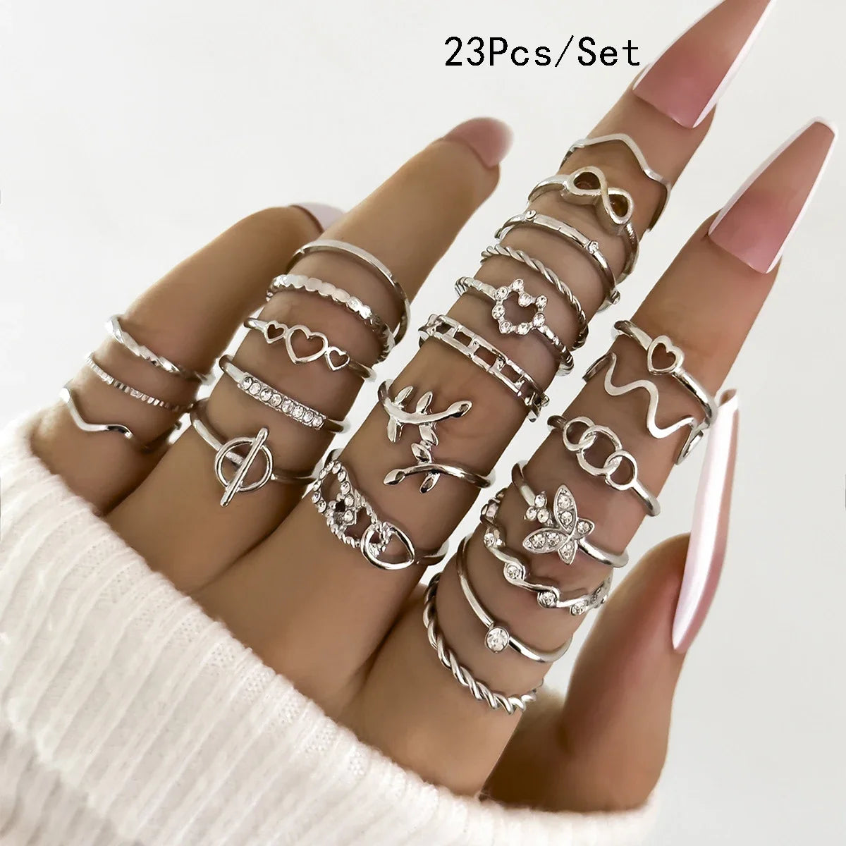 30Pcs Bohemian Geometric Knuckle Rings Set For Women Gold Silver Color Finger Ring Girls Fashion Party Jewelry Accessories - 