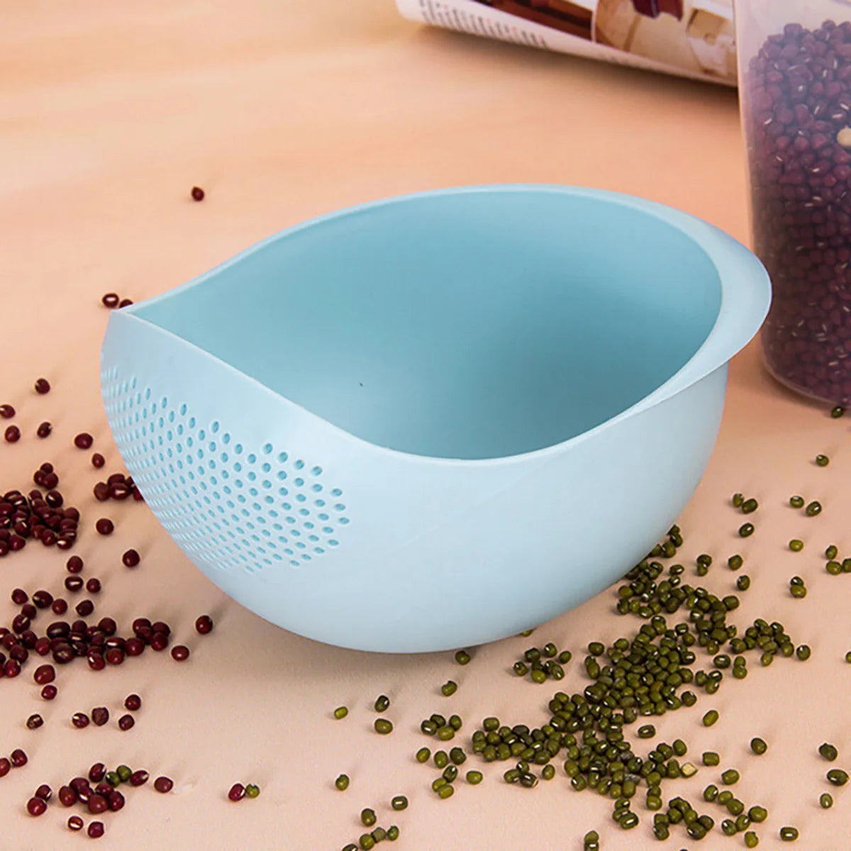 1/3pcs- Colander Rice Bowl Drain Basket Fruit Bowl Washing Drain Basket with Handle Washing Basket Home Kitchen Organizer - B