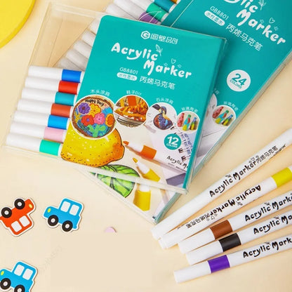 12-80 Colores Set Acrylic Paint Art Marker Pen Rock Painting for Kids Graffiti Stone Ceramic Glass Wood DIY Crafts Art Suppli