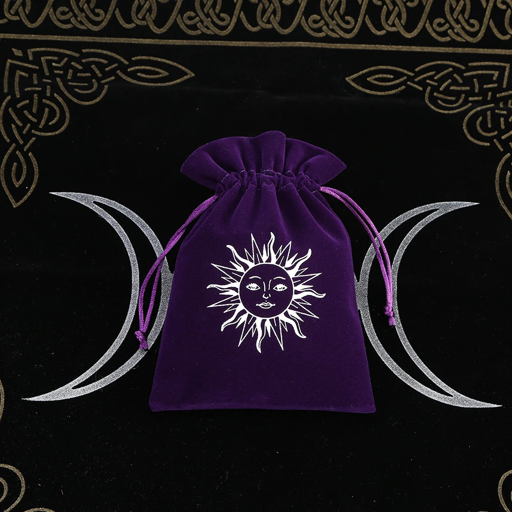 1Pcs Tarot Storage Velvet Bag Drawstring Suede Pocket Board Game Card Embroidery Package Witchcraft Supplies for Altar Tarot 