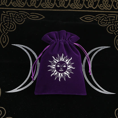 1Pcs Tarot Storage Velvet Bag Drawstring Suede Pocket Board Game Card Embroidery Package Witchcraft Supplies for Altar Tarot 