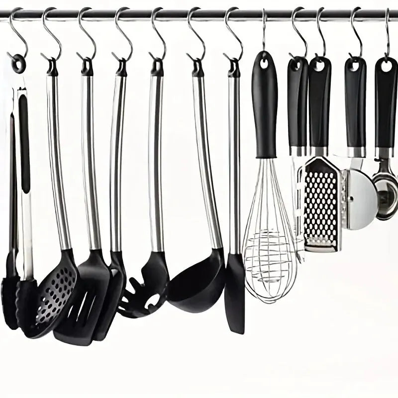 10pcs Stainless Steel S Shaped Hook Kitchen Bathroom Clothing Hooks Multi-functional Metal Hanging Hook