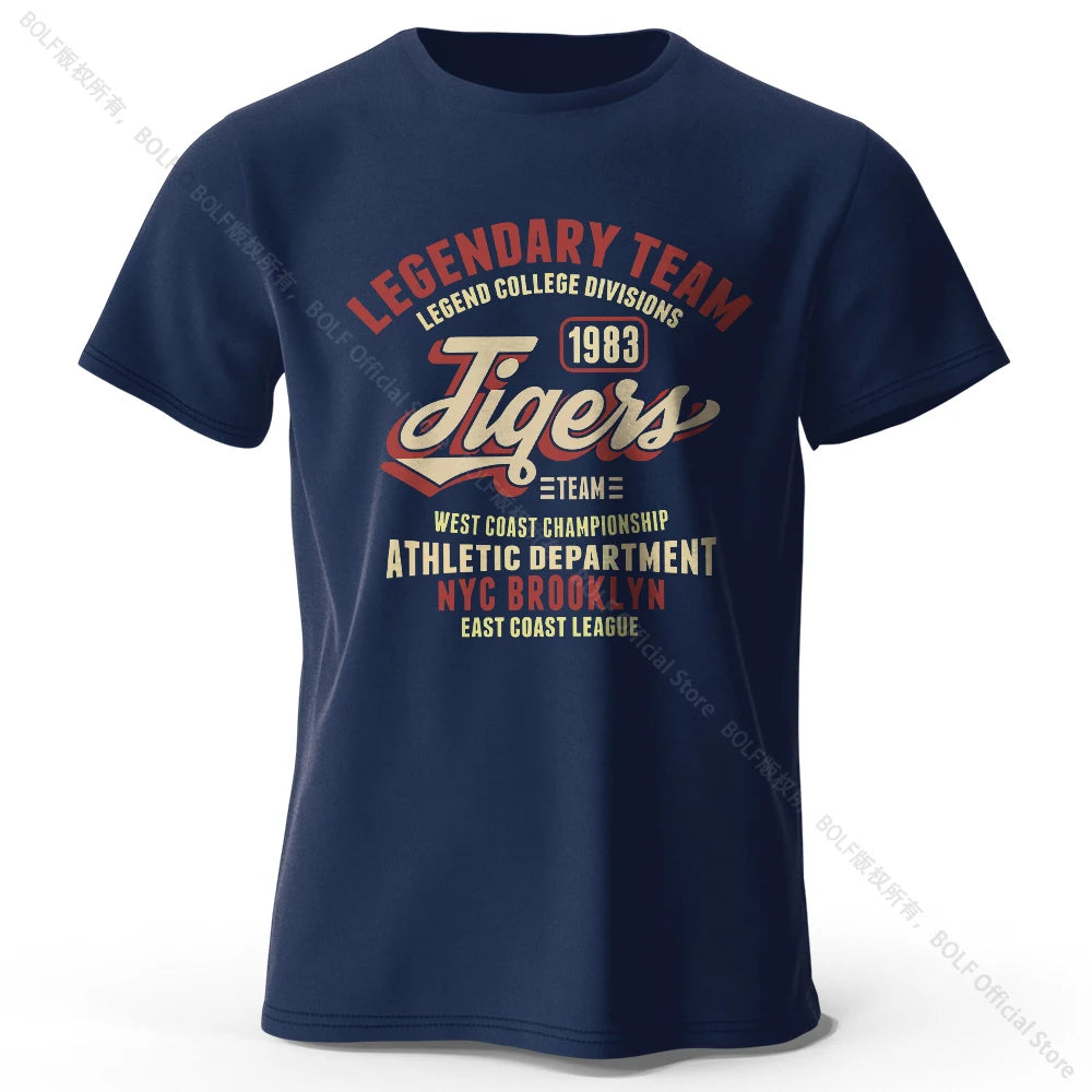 Minimalist Tiger Silhouette Printed 100% Cotton T-Shirt, Breathable Round Neck Short Sleeve Tee for Men & Women - Navy / XXXL