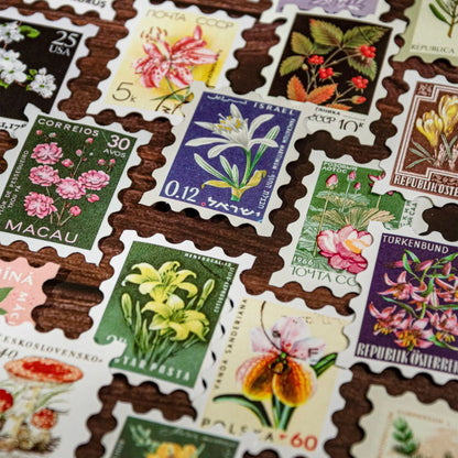 50 sheets Philatelic museum series Postage stamp theme stickers Scrapbooking Material handmade Diary Album Junk Journal Suppl