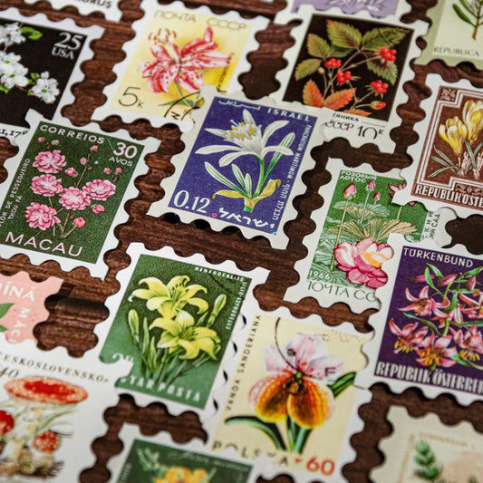 50 sheets Philatelic museum series Postage stamp theme stickers Scrapbooking Material handmade Diary Album Junk Journal Suppl